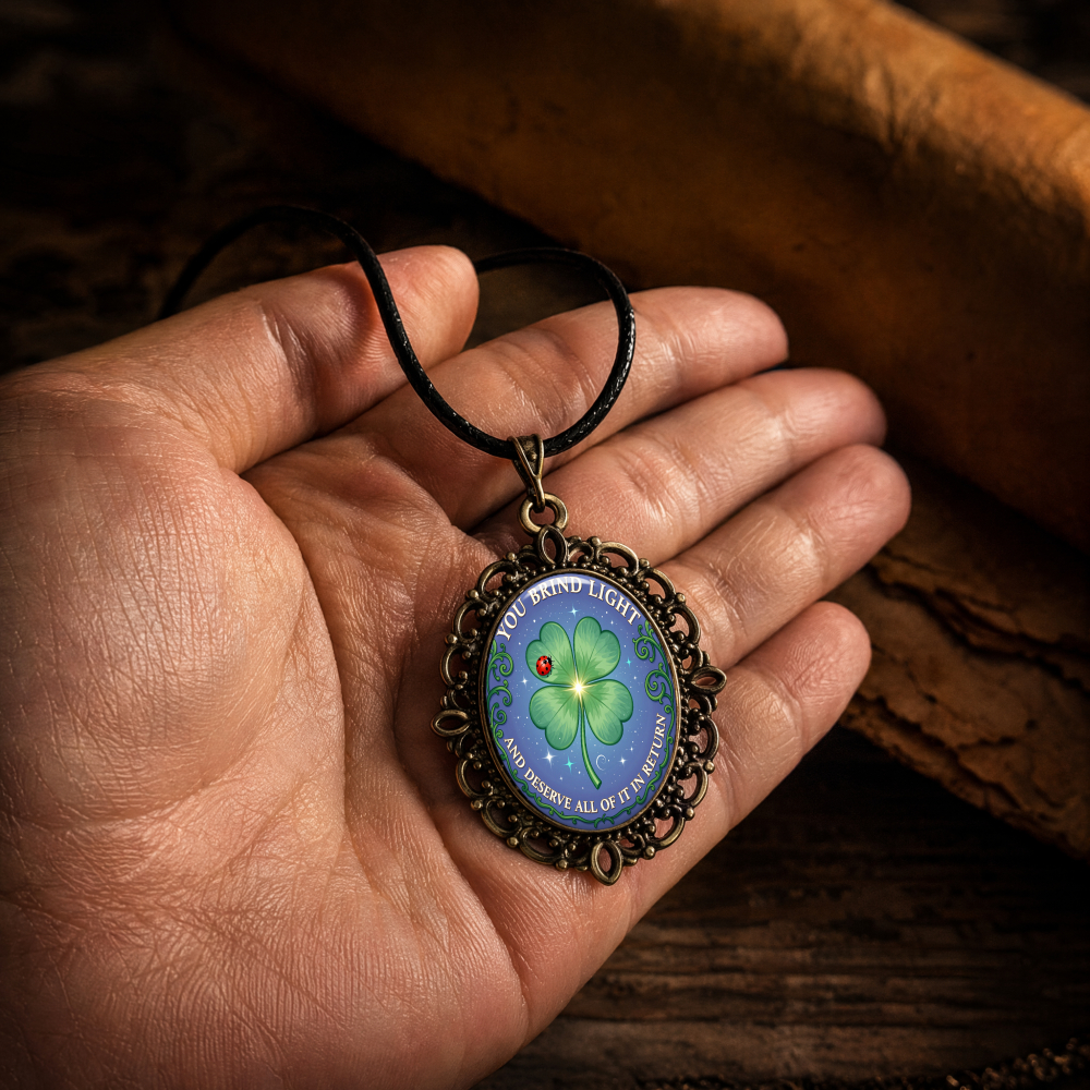 2D Flat Blue-Green Floral Oval Pendant Necklace, Vintage Design